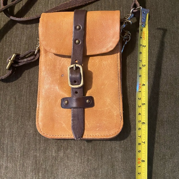 A.S.98 Tan and Brown Leather Crossbody Bag with Adjustable Strap - Picture 5 of 10